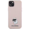 Karl Lagerfeld KLHCP15SSMHCNPP iPhone 15 6.1" różowy/pink Silicone Choupette Metal Pin