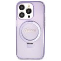 Guess GUHMP13XHRSGSU iPhone 13 Pro Max 6.1" fioletowy/purple hardcase Ring Stand Script Glitter MagSafe