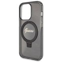 Guess GUHMP13LHRSGSK iPhone 13 Pro / 13 6.1" czarny/black hardcase Ring Stand Script Glitter MagSafe