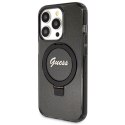 Guess GUHMP14XHRSGSK iPhone 14 Pro Max 6.7" czarny/black hardcase Ring Stand Script Glitter MagSafe