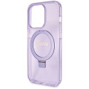 Guess GUHMP14XHRSGSU iPhone 14 Pro Max 6.7" fioletowy/purple hardcase Ring Stand Script Glitter MagSafe