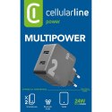 Cellularline Multipower 2 - Ładowarka sieciowa 2x USB-A 12W + 12W (czarny)