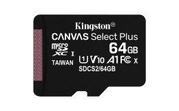 Karta pamięci z adapterem Kingston Canvas Select Plus SDCS2/64GB (64GB; Class 10, Class U1, V10; + adapter)