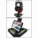 Genius Stojak na słuchawki z podświetleniem RGB GX-UH100, 2x USB-A 2x USB-C HUB, czarny