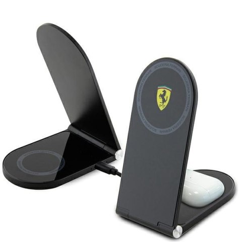 Ferrari składana ład. indukcyjna 2w1 FECBFMALK 15W czarny/black Printed Logo MagSafe