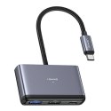 USAMS Adapter HUB 4w1 2xUSB 2.0/USB 3.0/ USB-C szary/dark grey SJ627HUB01 (US-SJ627)