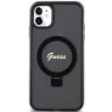 Guess GUHMN61HRSGSK iPhone 11 / Xr 6.1" czarny/black hardcase Ring Stand Script Glitter MagSafe