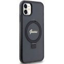 Guess GUHMN61HRSGSK iPhone 11 / Xr 6.1" czarny/black hardcase Ring Stand Script Glitter MagSafe