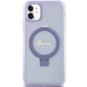 Guess GUHMN61HRSGSU iPhone 11 / Xr 6.1" fioletowy/purple hardcase Ring Stand Script Glitter MagSafe