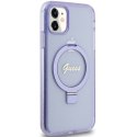 Guess GUHMN61HRSGSU iPhone 11 / Xr 6.1" fioletowy/purple hardcase Ring Stand Script Glitter MagSafe