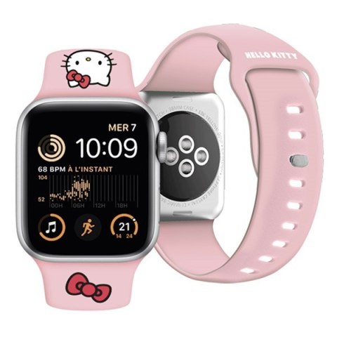 Hello Kitty Pasek HKAWMSCHBLP Apple Watch 38/40/41mm różowy/pink strap Silicone Kitty Head