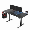 ULTRADESK Biurko dla gracza LEVEL V2 BLUE, 140x68cm, 72-117cm, elektycznie regulowany, z podkładką pod mysz XXL, uchwyt na słuch