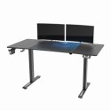 ULTRADESK Biurko dla gracza LEVEL V2 BLUE, 140x68cm, 72-117cm, elektycznie regulowany, z podkładką pod mysz XXL, uchwyt na słuch