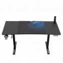 ULTRADESK Biurko dla gracza LEVEL V2 BLUE, 140x68cm, 72-117cm, elektycznie regulowany, z podkładką pod mysz XXL, uchwyt na słuch