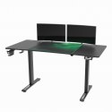 ULTRADESK Biurko dla gracza LEVEL V2 GREEN, 140x68cm, 72-117cm, elektycznie regulowany, z podkładką pod mysz XXL, uchwyt na słuc