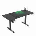 ULTRADESK Biurko dla gracza LEVEL V2 GREEN, 140x68cm, 72-117cm, elektycznie regulowany, z podkładką pod mysz XXL, uchwyt na słuc