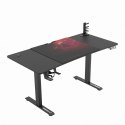 ULTRADESK Biurko dla gracza LEVEL V2 RED, 140x68cm, 72-117cm, elektycznie regulowany, z podkładką pod mysz XXL, uchwyt na słucha