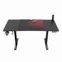 ULTRADESK Biurko dla gracza LEVEL V2 RED, 140x68cm, 72-117cm, elektycznie regulowany, z podkładką pod mysz XXL, uchwyt na słucha