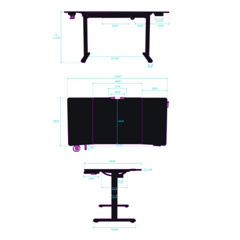ULTRADESK Biurko dla gracza LEVEL V2 WHITE, 140x68cm, 72-117cm, elektycznie regulowany, z podkładką pod mysz XXL, uchwyt na słuc