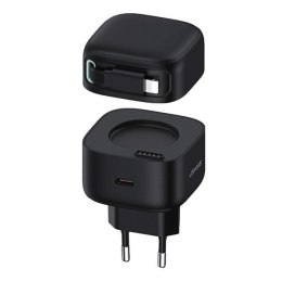 USAMS Ład. siec. 1xUSB-C ze zwijanym kablem Lighning (only head) PD+QC 35W Gan Fast Charging czarny/black XMF Series CC209TC01 (
