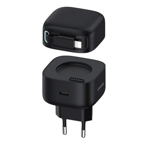 USAMS Ład. siec. 1xUSB-C ze zwijanym kablem Lighning (only head) PD+QC 35W Gan Fast Charging czarny/black XMF Series CC209TC01 (