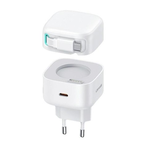 USAMS Ład. siec. 1xUSB-C ze zwijanym kablem USB-C (only head) PD+QC 35W Gan Fast Charging biały/white XMF Series CC202TC02 (US-C