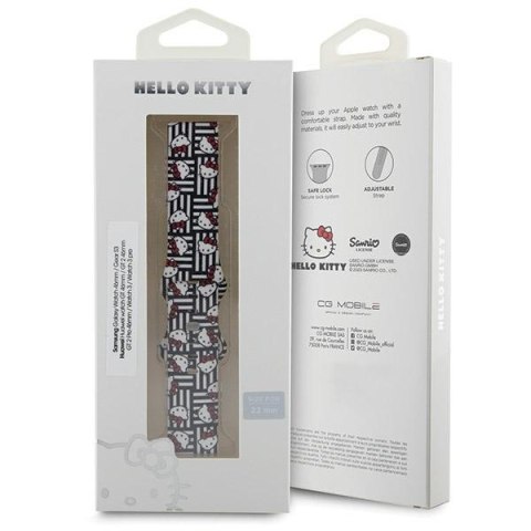 Hello Kitty Pasek Uniwersalny HKUWLSDIESK Silicone Heads & Stripes czarny/black strap 22mm