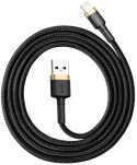 KABEL USB-A -> Lightning / iPhone Baseus Cafule CALKLF-BV1 100cm Apple 2.4A CZARNO-ZŁOTY W OPLOCIE