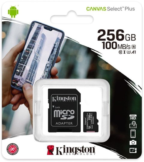 Karta pamięci Kingston Canvas Select Plus 256GB 100MB microSDXC CL10 + SD Adapter