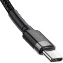 KABEL USB-C -> USB-C Baseus Cafule CATKLF-HG1 200cm 60W 3A PD 2.0 QC 3.0 CZARNO-SZARY W OPLOCIE