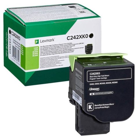 Lexmark oryginalny toner C242XK0, black, 6000s, extra duża pojemność, return, Lexmark C2425dw,C2535dw,MC2425adw,MC2535adwe,MC264