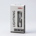 Logo USB kabel (2.0), USB A M - Apple Lightning M, 2m, MFi certifikat, 5V/2,4A, biały, box, oplot nylonowy, aluminiowa osłona zł