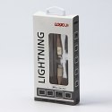 Logo USB kabel (2.0), USB C (M) - Apple Lightning M, 1m, MFi certifikat, 5V/3A, złoty, box, oplot nylonowy, aluminiowa osłona zł