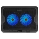 Stojak pod notebook, NS-503, podświetlenie, 18 cm wentylator, czarno-niebieski, DEFENDER, z 2-portowym hub-em