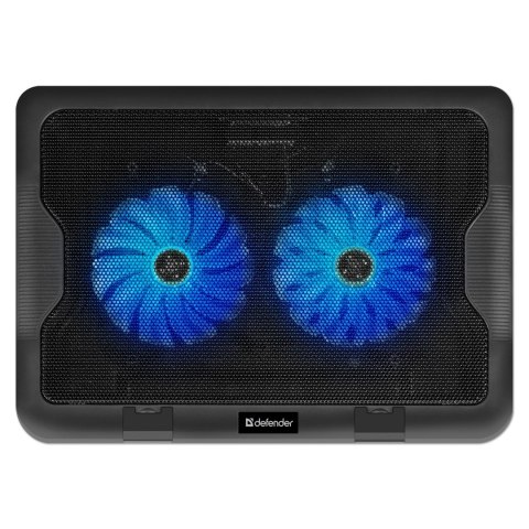 Stojak pod notebook, NS-503, podświetlenie, 18 cm wentylator, czarno-niebieski, DEFENDER, z 2-portowym hub-em
