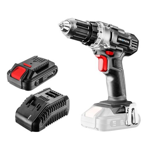 Wkrętarka, zestaw akumulatorów i ładowarkazasilanie akumulatorem, 58G000-SET1, 18V, 3 elementy, Graphite