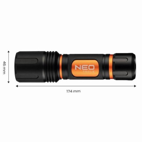 Latarka LED, 6xAA, aluminium, czarna, Funkcja zoom, 3 rodzaje świecenia ,IPX4