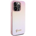 Guess GUHCP14LPSAIRSP iPhone 14 Pro 6.1" różowy/pink hardcase Saffiano Iridescent Script