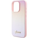 Guess GUHCP14LPSAIRSP iPhone 14 Pro 6.1" różowy/pink hardcase Saffiano Iridescent Script