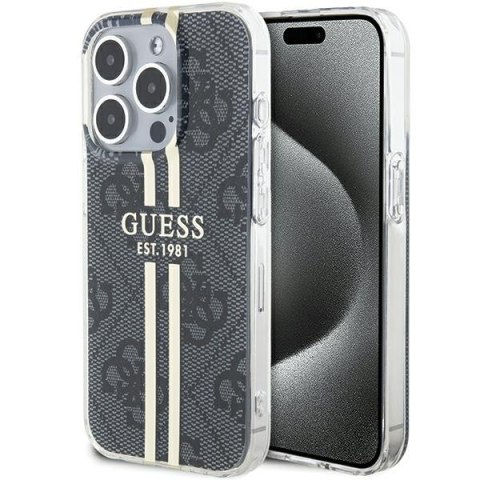 Guess GUHCP15LH4PSEGK iPhone 15 Pro 6.1" czarny/black hardcase IML 4G Gold Stripe
