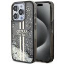 Guess GUHCP15LLFCSEGK iPhone 15 Pro 6.1" czarny/black hardcase Liquid Glitter Gold Stripes