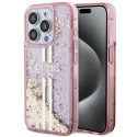 Guess GUHCP15LLFCSEGP iPhone 15 Pro 6.1" różowy/pink hardcase Liquid Glitter Gold Stripes