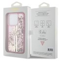 Guess GUHCP15LLFCSEGP iPhone 15 Pro 6.1" różowy/pink hardcase Liquid Glitter Gold Stripes