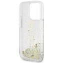 Guess GUHCP15LLFCSEGT iPhone 15 Pro 6.1" transparent hardcase Liquid Glitter Gold Stripes