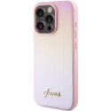 Guess GUHCP15LPSAIRSP iPhone 15 Pro 6.1" różowy/pink hardcase Saffiano Iridescent Script