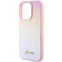 Guess GUHCP15LPSAIRSP iPhone 15 Pro 6.1" różowy/pink hardcase Saffiano Iridescent Script
