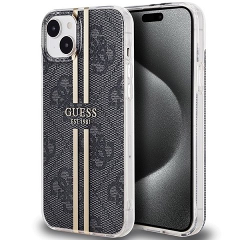 Guess GUHCP15SH4PSEGK iPhone 15 / 14 / 13 6.1" czarny/black hardcase IML 4G Gold Stripe