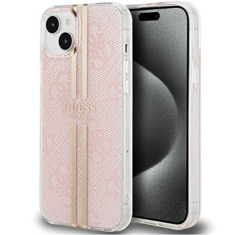 Guess GUHCP15SH4PSEGP iPhone 15 / 14 / 13 6.1" różowy/pink hardcase IML 4G Gold Stripe