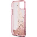 Guess GUHCP15SLFCSEGP iPhone 15 / 14 / 13 6.1" różowy/pink hardcase Liquid Glitter Gold Stripes