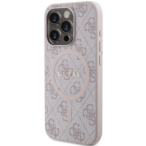 Guess GUHMP14XG4GFRP iPhone 14 Pro Max 6.7" różowy/pink hardcase 4G Collection Leather Metal Logo MagSafe